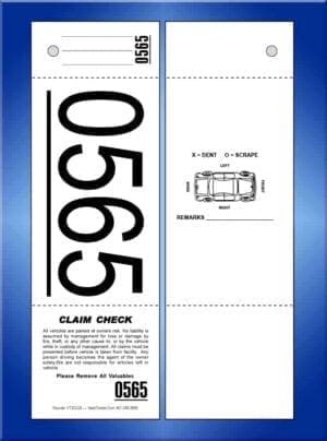 3 Part Giant Number Valet Tickets, W/Car 1,000 #VT3G-CB