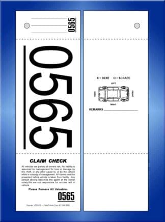 3 Part Giant Number Valet Tickets, W/Car 1,000 #VT3G-CB