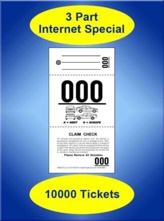 3 Part Internet Special 10,000 Valet Tickets #VT3CF-IS