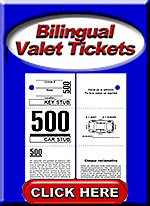 Bilingual Valet Parking Tickets