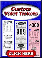 Custom Valet Parking Tickets