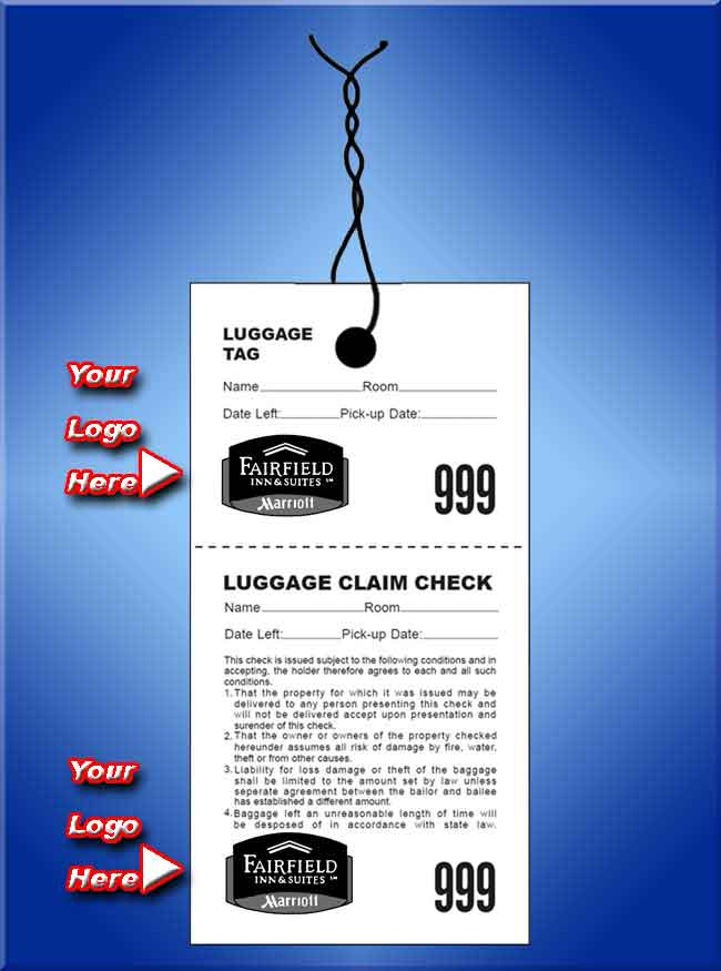 Hotel Luggage Claim Checks 2 Part Custom hotel Baggage Claim Checks