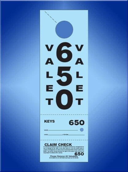#VT3HANV             3 Part Hanging Valet Ticket Vertical Print