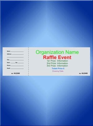 Raffle Tickets Jumbo Color Ink - 8 1/2 x 2 3/4 - Design Your Own