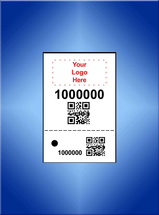 2-Part QR Code Valet Ticket 1,000 #VT2AQR